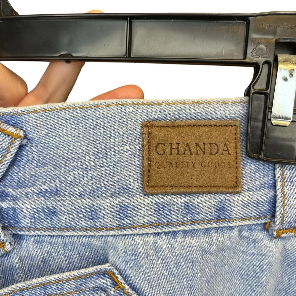 Ghanda Women’s Wide Leg Flare Leg Bell Bottom Charlie Jeans in Boston Blue Boho - Picture 8 of 14